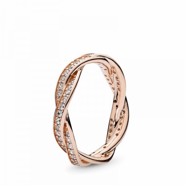 Pandora Jewelry Sparkling Twisted Lines Ring Sale,Pandora Rose™,Clear CZ