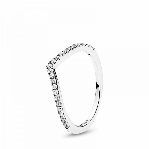 Pandora Jewelry Sparkling Wishbone Ring Sale,Sterling Silver,Clear CZ
