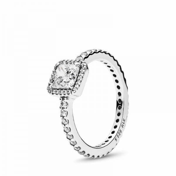 Pandora Jewelry Square Sparkle Ring Sale,Sterling Silver,Clear CZ