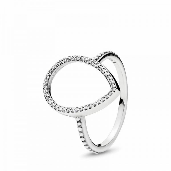 Pandora Jewelry Teardrop Silhouette Ring Sale,Sterling Silver,Clear CZ