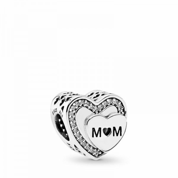 Pandora Jewelry Tribute to Mom Charm Sale,Sterling Silver,Clear CZ