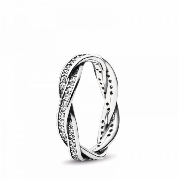 Pandora Jewelry Twist Of Fate Stackable Ring Sale,Sterling Silver,Clear CZ