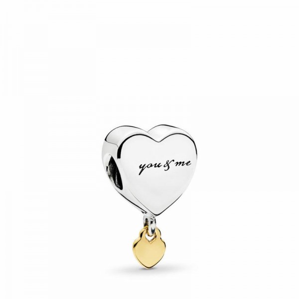 Pandora Jewelry Two Hearts Dangle Charm Sale,Two Tone