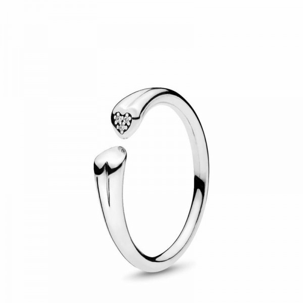 Pandora Jewelry Two Hearts Ring Sale,Sterling Silver,Clear CZ