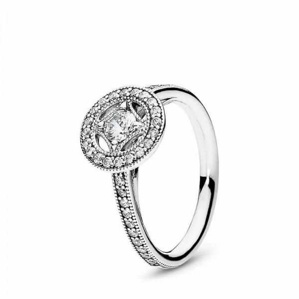 Pandora Jewelry Vintage Allure Ring Sale,Sterling Silver,Clear CZ