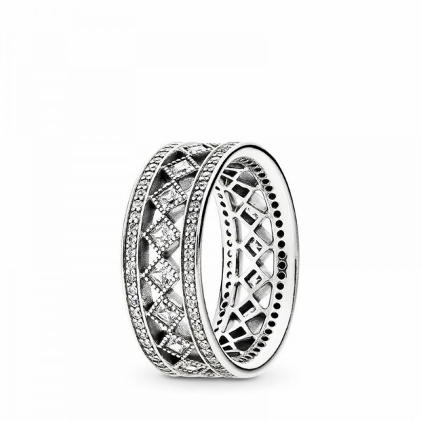 Pandora Jewelry Vintage Fascination Ring Sale,Sterling Silver,Clear CZ