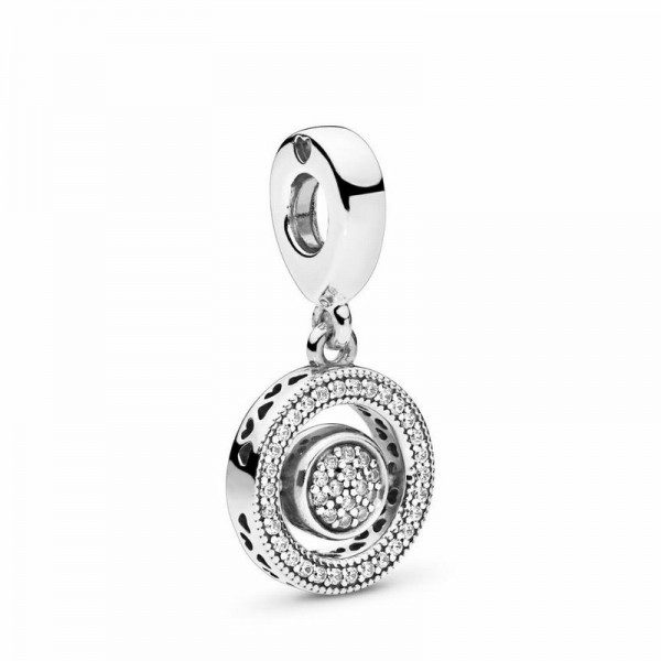 Spinning Pandora Jewelry Signature Dangle Charm Sale,Sterling Silver,Clear CZ