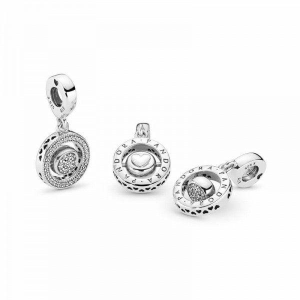 Spinning Pandora Jewelry Signature Dangle Charm Sale,Sterling Silver,Clear CZ