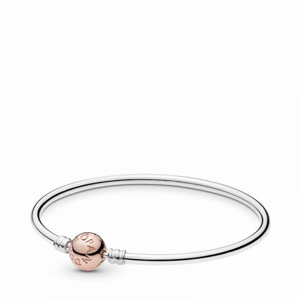 Sterling Silver Bangle Bracelet w/ Pandora Jewelry Rose™ Clasp Sale,Pandora Rose™